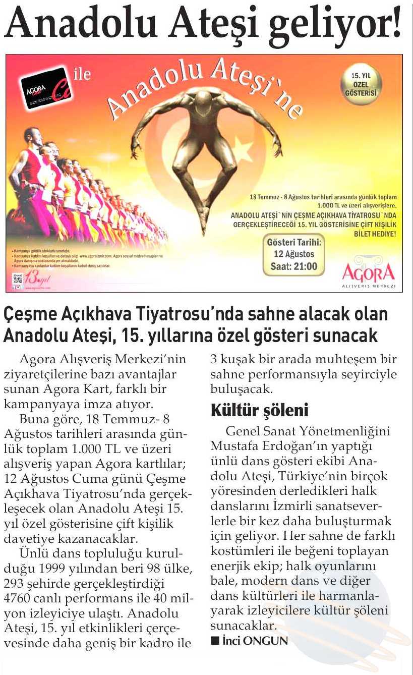 Agora Card İle Anadolu Ateşi 15. Yıl Özel Gösterisi..